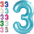 40 Inch Pearl Blue 3 Large Number Balloon, 3 13 23 30 33 36 38 Pearl Blue by Upgesy