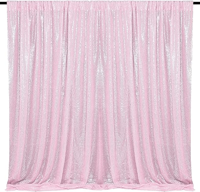Pink Sequin Backdrop Curtain 8FTX8FT 1 Panel Sparkly Background Drapes by HMQIANG