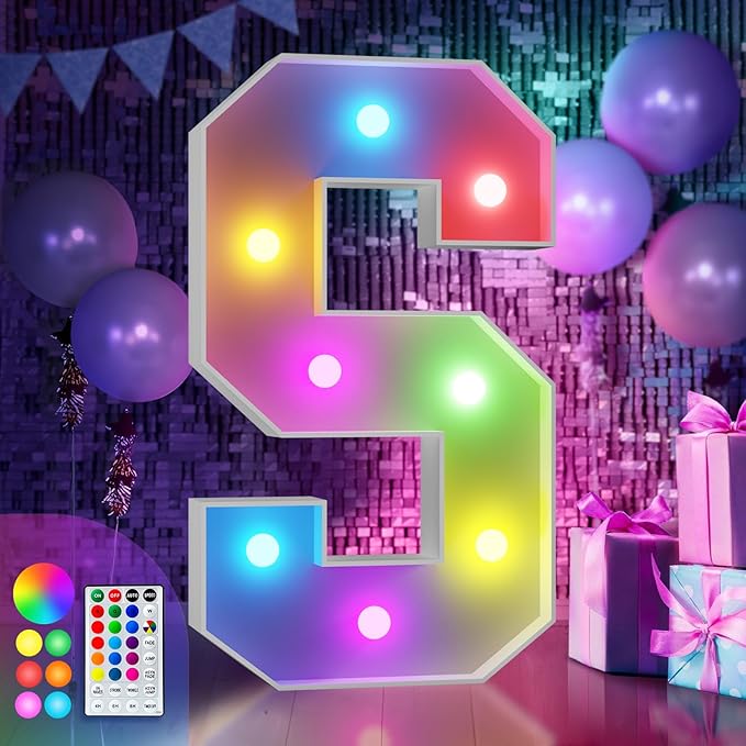imprsv 3FT Colorful Marquee Light Up Letters S, 18 Colors Large Light up by Letsmakeitimpressive