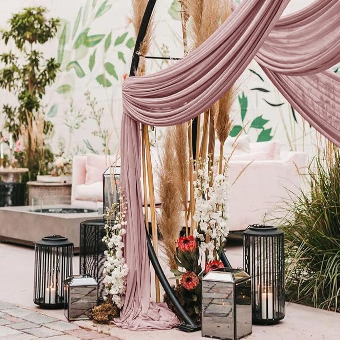 Wedding Arch Draping Fabric 1 Panel 30'' x 18FT Dusty Rose Sheer Chiffon Arch - Image 6