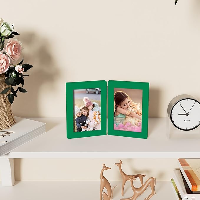 decorUhome Double 4x6 Picture Frame Vertical, Engineered Wood Bifold Photo Frame - Image 6