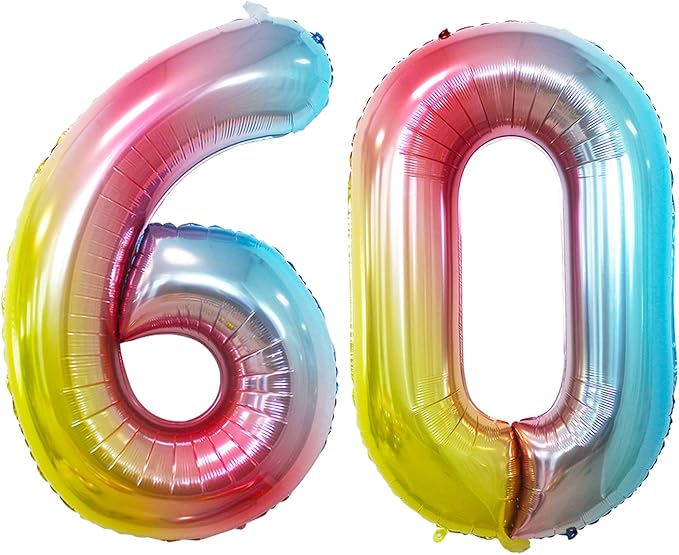 GOER Number 60 Balloons for 60th Birthday Party Decorations, 42 Inch Jumbo Foil by GOER