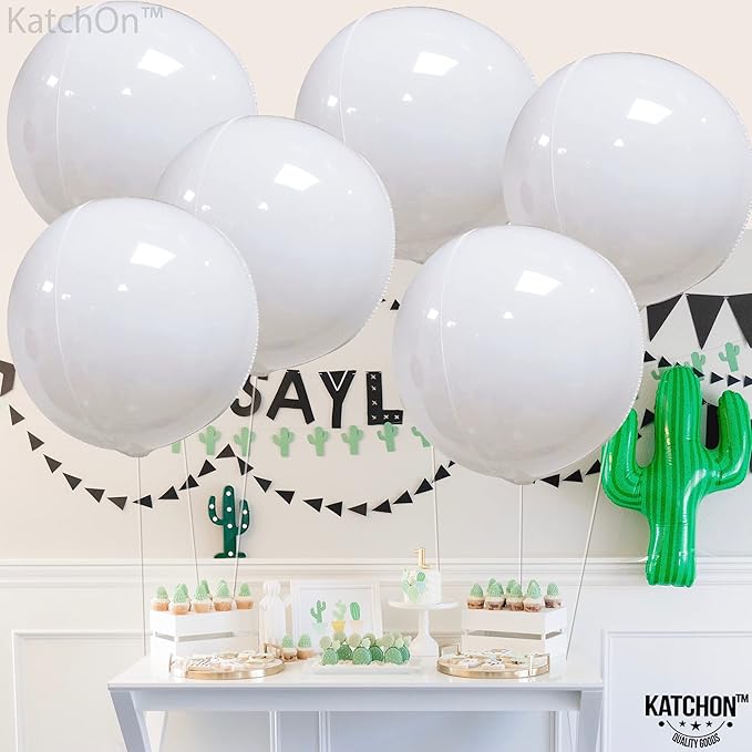 KatchOn, Round White Foil Balloons - Image 6