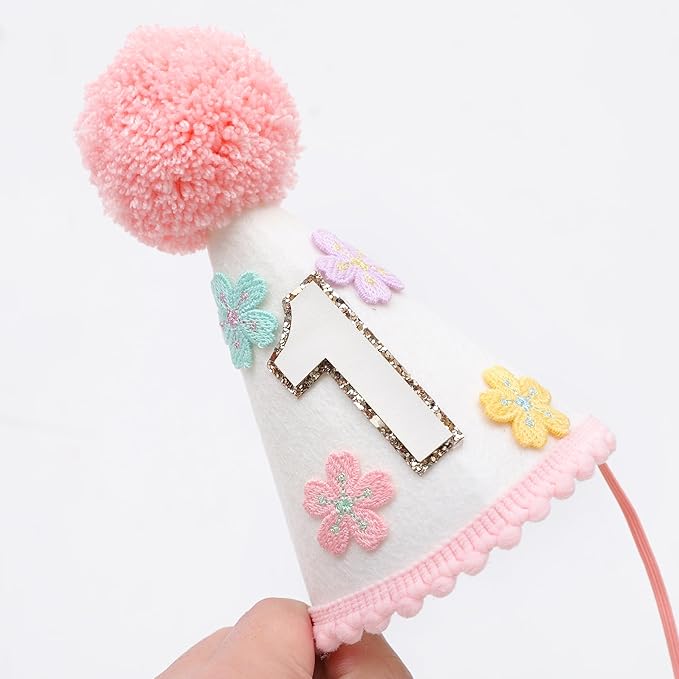 WAUAO Colorful Flower 1st Birthday Cone Hat - Image 7