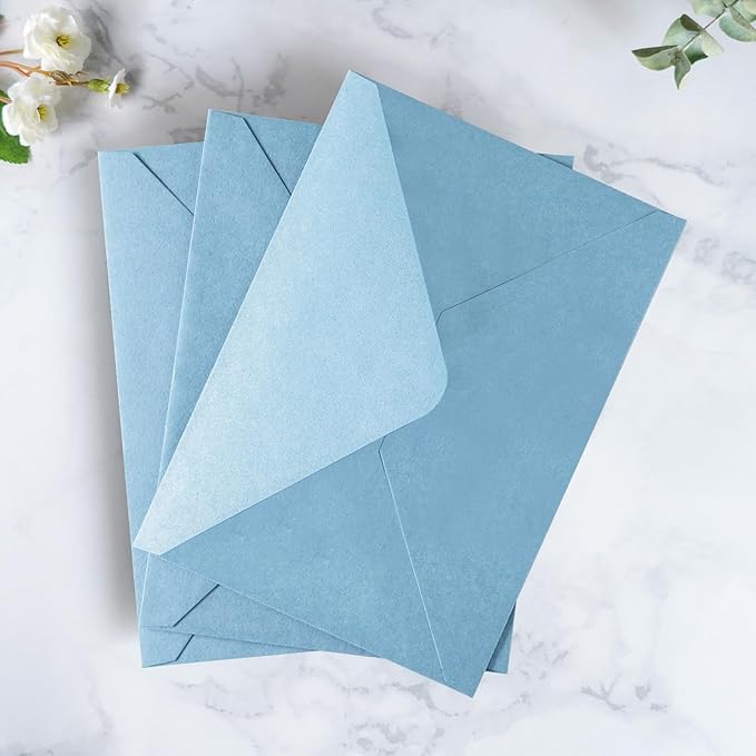 PONATIA 50 PCS A7 Envelopes, 5.25 x 7.48'' Matte Dusty Blue Envelope - Image 5
