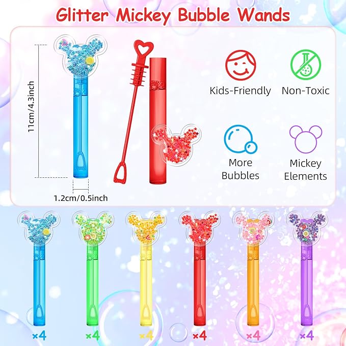 AFZMON 24 Glitter Mouse Ear Bubble Wands - Image 2