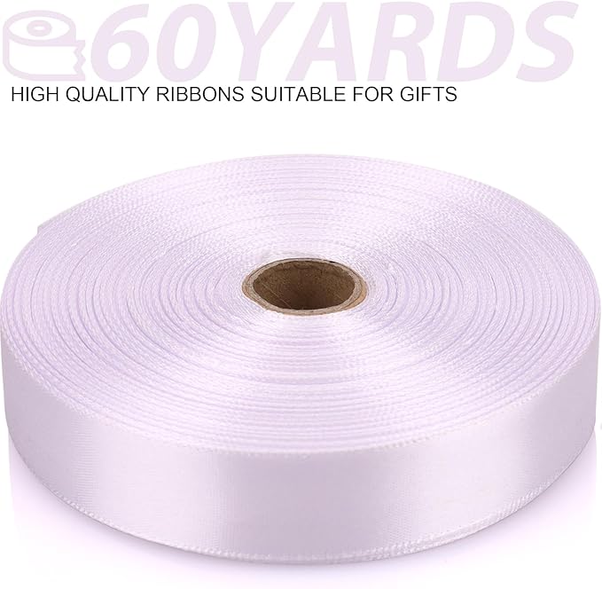 White 7/8 Inch 60 Yards Satin Craft Ribbon - Image 2
