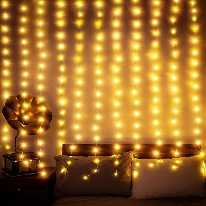 Curtain Window String Lights 6.5 x 5 Feet LED Copper Tapestry Backdrop Twinkle - Image 7