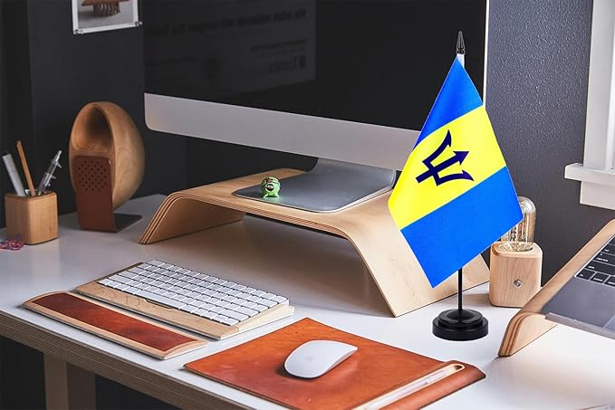 WXTWK 2 Pack Barbados Flag Barbados Deluxe Desk Flag Set - Image 5