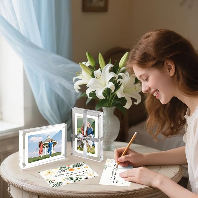 JOHOUSE 2 Pack 5 x 7 Acrylic Picture Frames, Double Sided Magnetic Photo Frames - Image 5