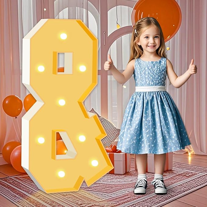 3FT Marquee Light Up Letters Sign &, Big Mosaic Balloon Frame Letter by HITINO