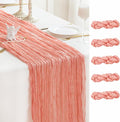 Sioloc 5 Pack Peach Coral Cheesecloth Table Runner Fall Autumn Decor by HEALTHYCOMFORTLIFE