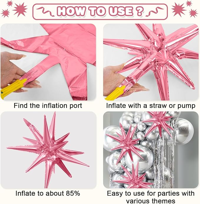 Pink Green Black Star Balloons - Image 7