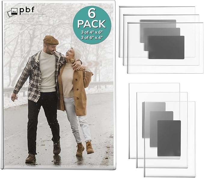 pbf 3-Pack 4x6 & 3-Pack 6x4 Magnetic Picture Frames by pbfPHOTOBOOTHFRAMES
