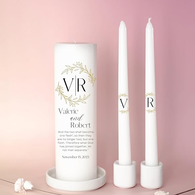 Unity Candles for Wedding, Modern Unity Set, Custom and Personalized Pillar and - Image 8