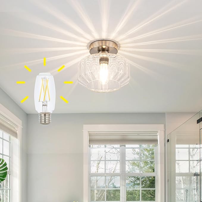 Brushed Nickel Semi Flush Mount Ceiling Light Fixture by Tbaoinla
