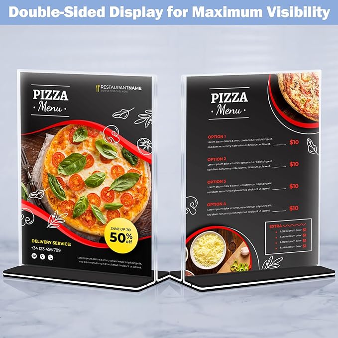 Acrylic Sign Holder 5 x 7, 24 Pack Clear Double-Sided Acrylic Display Stand - Image 4