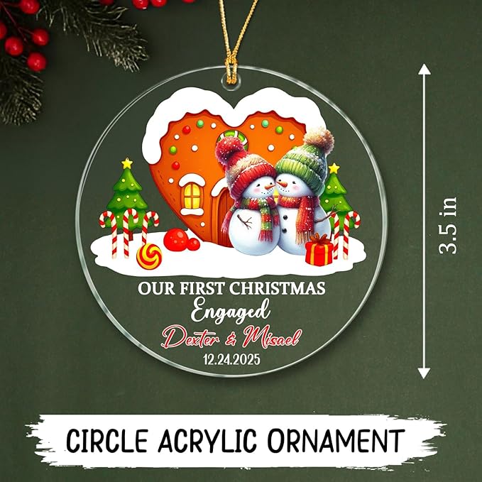 Our First Christmas Engaged Ornament 2025, Personalized Date & Name Engaged - Image 5
