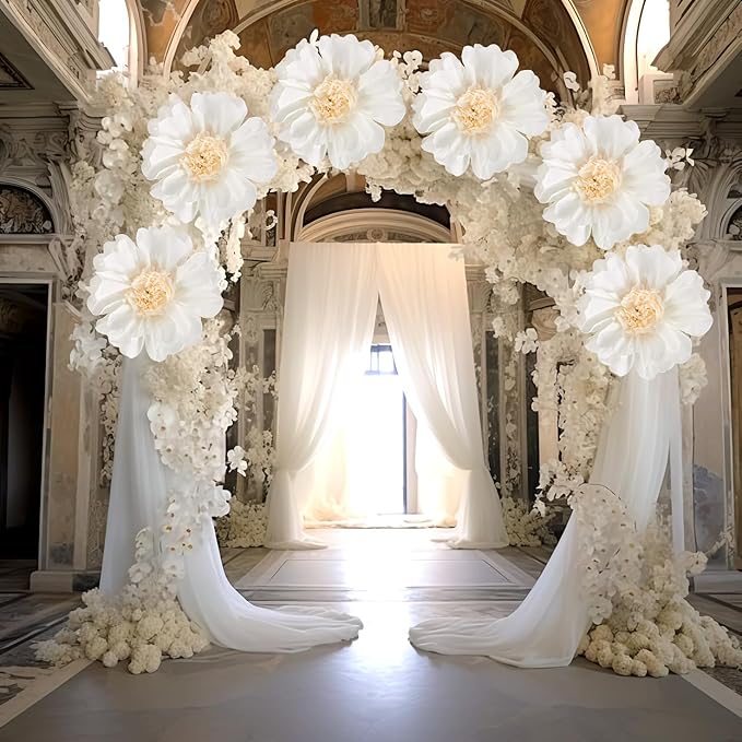 SUNBEAUTY 6 Pcs White Giant Paper Flowers Decorations 12" Large Tissue - Image 5
