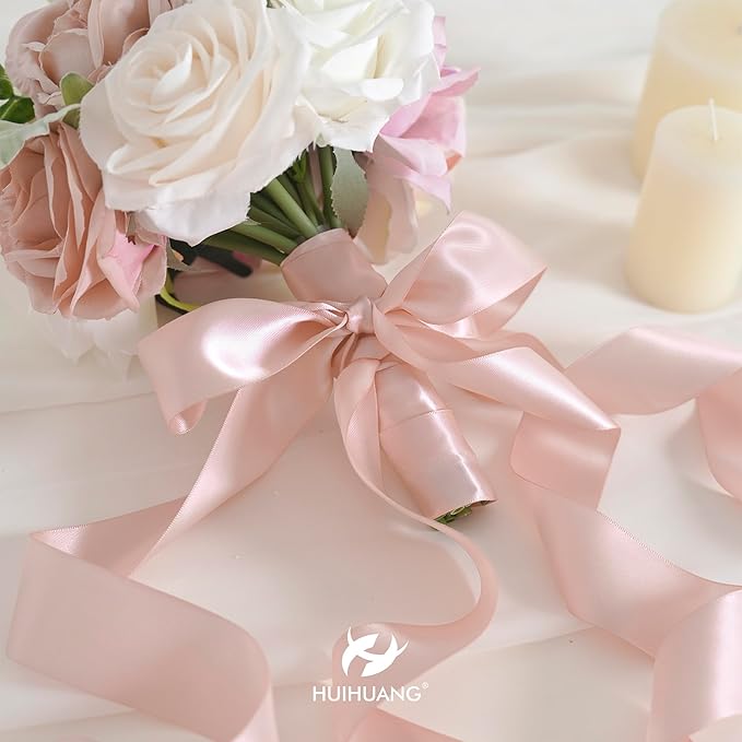 HUIHUANG 1.5 inch Wide Satin Ribbon 50 Yards Rose Gold Double Face Polyester - Image 7