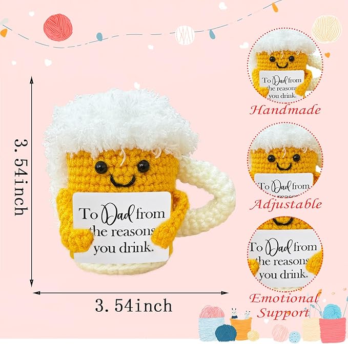 Emotional Support Crochet Beer, Drinker Gift - Image 2