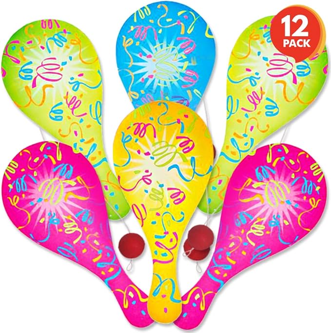 ArtCreativity Neon Paddle Balls, 9.25 Inch Plastic Paddleball by ArtCreativity