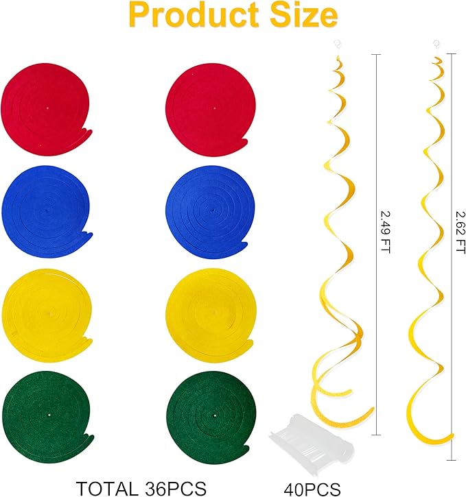 36 Pcs Super Mario Hanging Swirl Decorations Colorful Felt Swirl Streamer - Image 2
