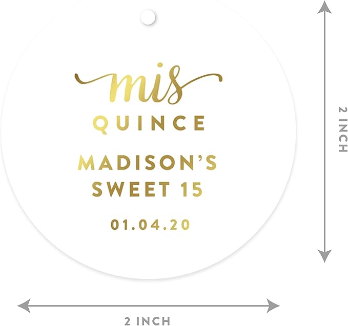 Andaz Press Personalized Round Circle Birthday Gift Tags, Metallic Gold Ink - Image 6