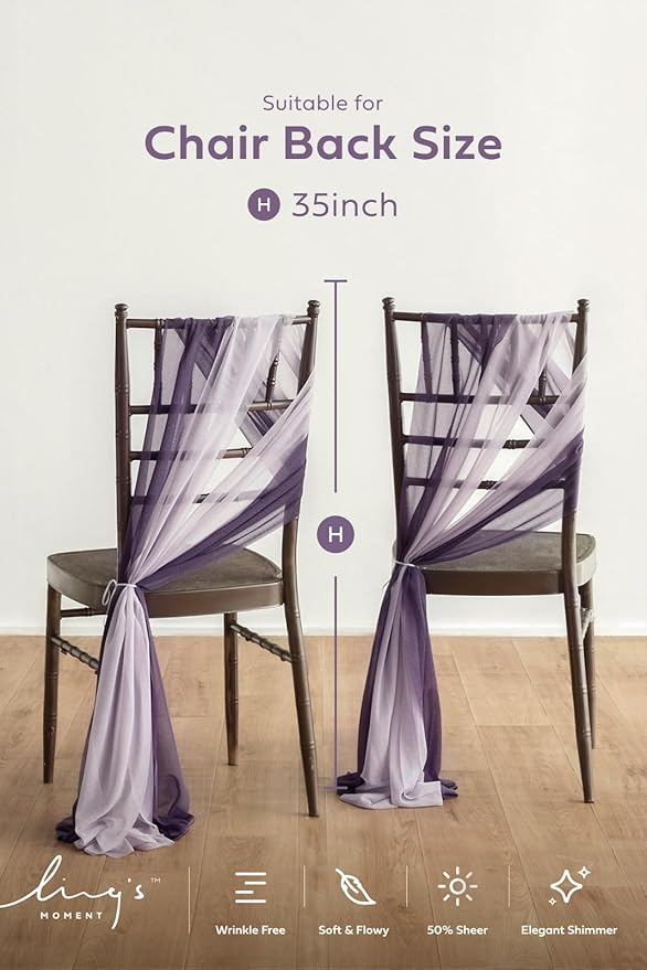 Ling's moment Wedding Chair Sashes Cover Aisle Decorations Draping Fabric - Image 6