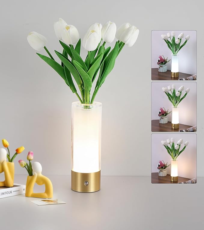 Flower Night Light, Touch Vase Lamp, Rechargeable Cordless Table Lamp, Dimming by AIHYING