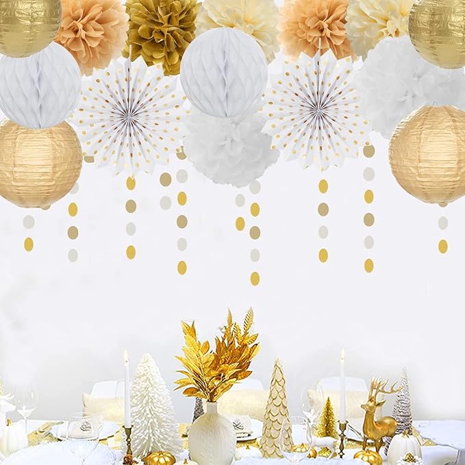 White Gold Party Decorations Streamers - Image 3