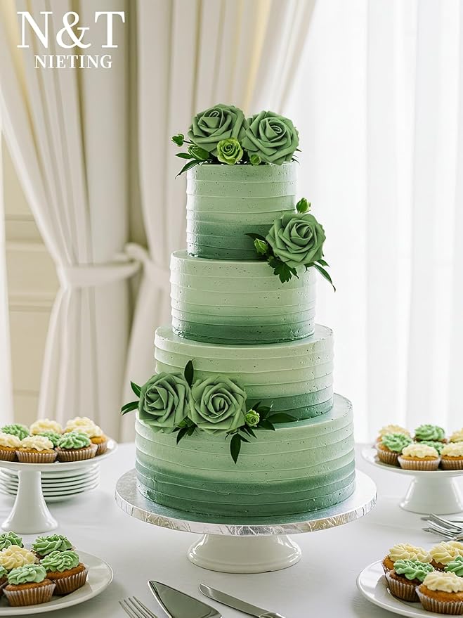 N&T NIETING Roses Artificial Flowers, Army Green - Image 5