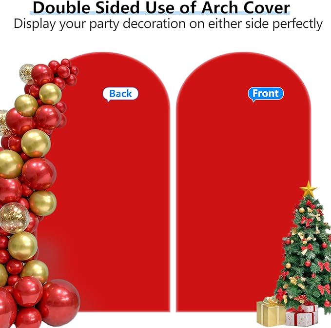 HEMMOTOP Red Arch Cover 7.2 ft, Spandex Wedding Balloon Stretchy Arch Backdrop - Image 3