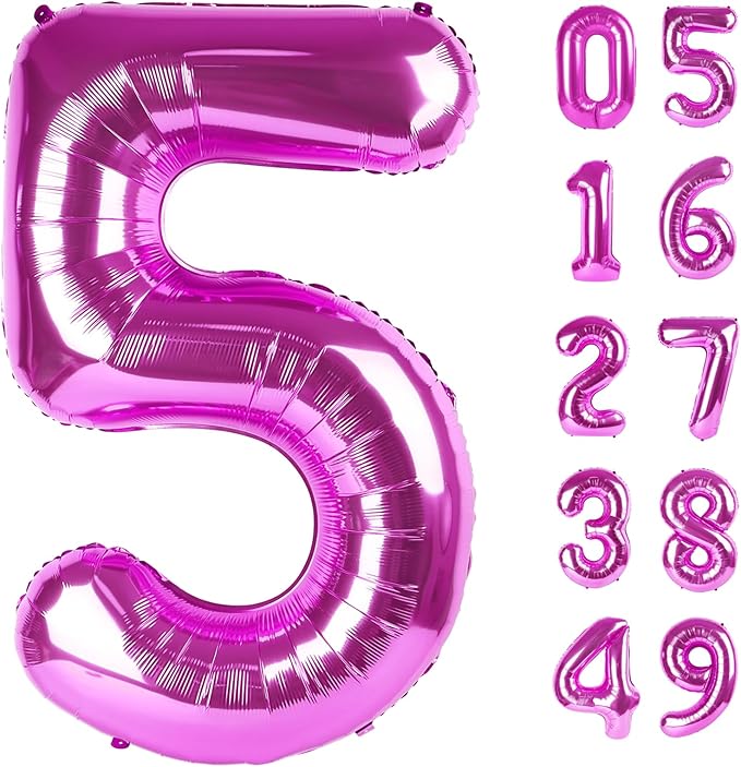 Rosy Purple 40 Inch Large Number 5 Birthday Balloon, Five 5th 15 25 35 50 55 by Upgesy