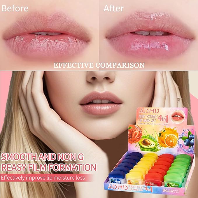 Lip Moisturizing Set, 24 Nourishing And Lip Balm Fruit Flavor Sets, Suitable - Image 6