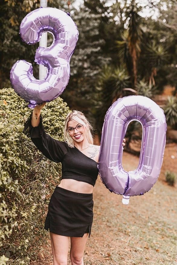 40 Inch Lilac 3 Large Number Balloon, 3 13 23 30 33 36 Lavender Birthday Party - Image 5