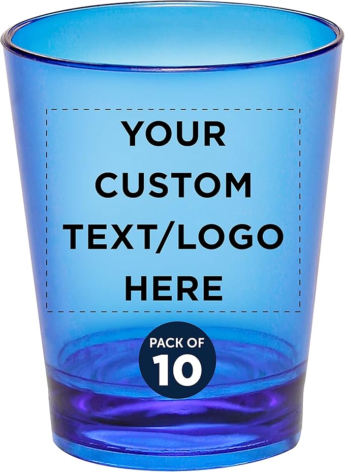 Custom Translucent Plastic Shot Glasses 1.5 oz. Set of 10, Personalized Bulk by DISCOUNTPROMOS