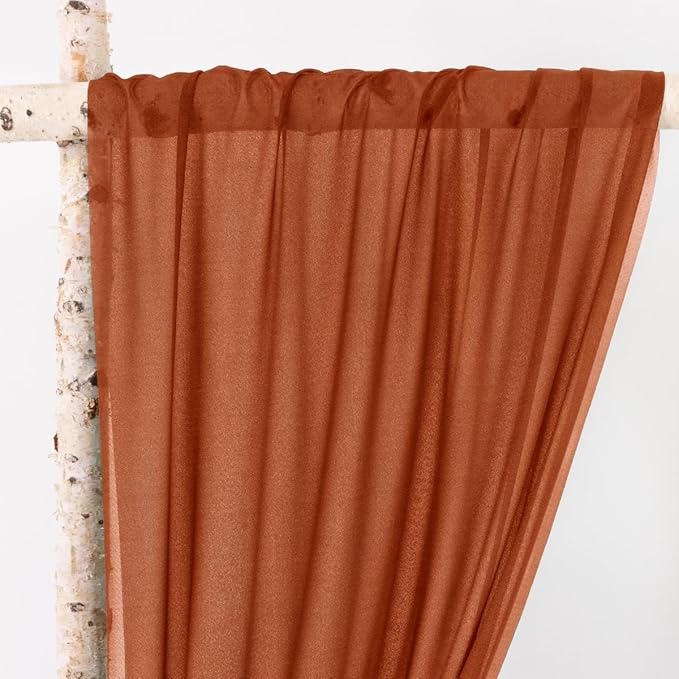 MLMW Fall Wedding Arch Draping Fabric 2 Panels 29" x 20Ft Burnt Orange - Image 3