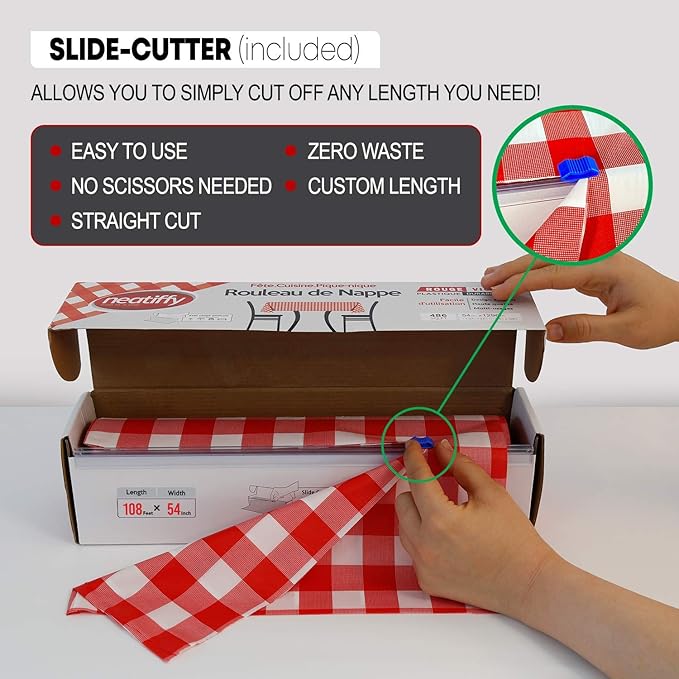 Neatiffy Disposable Plastic Table Cloth Roll | 54 in x 108 Ft Waterproof - Image 3