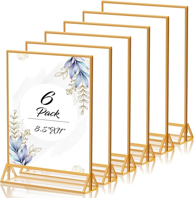 Acrylic Sign Holder 8.5X11 Gold Picture Frame Double Sided Acrylic Frame by PPH-SisyPurchaseNow