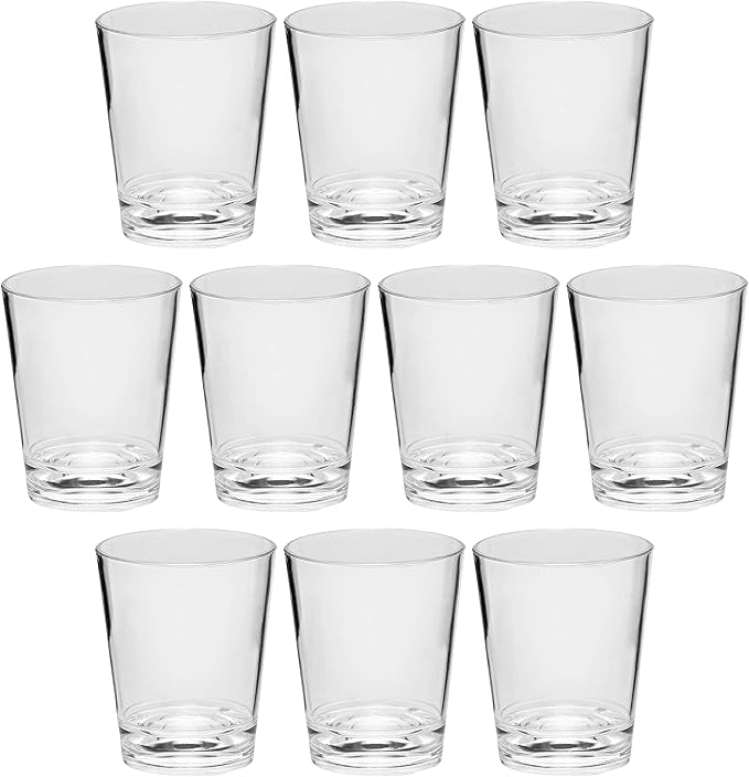 DISCOUNT PROMOS Translucent Plastic Shot Glasses 1.5 oz. Set of 10, Bulk Pack by DISCOUNTPROMOS