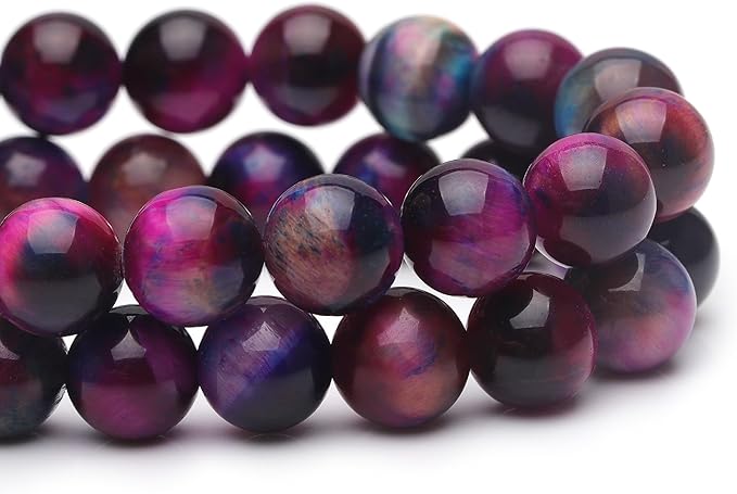 6mm Natural Stone Beads for Jewelry Making, Galaxy Tiger Eye Polished Smooth - Image 4