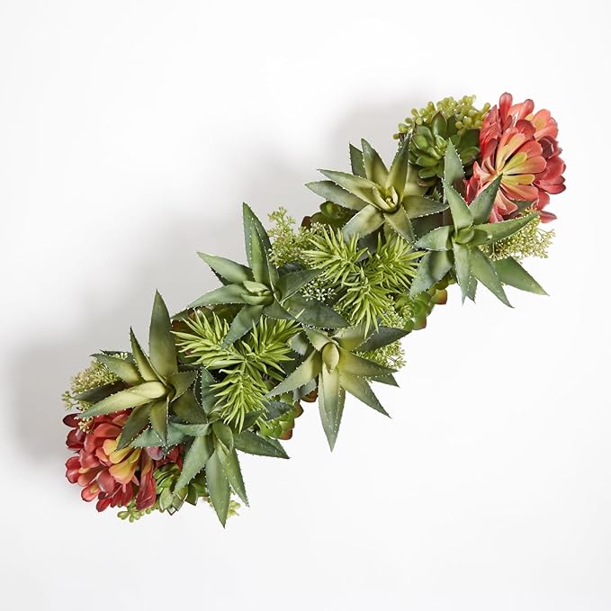 Oblong Faux Succulent Arrangement, Premium Artificial Indoor Plant Enhances - Image 3