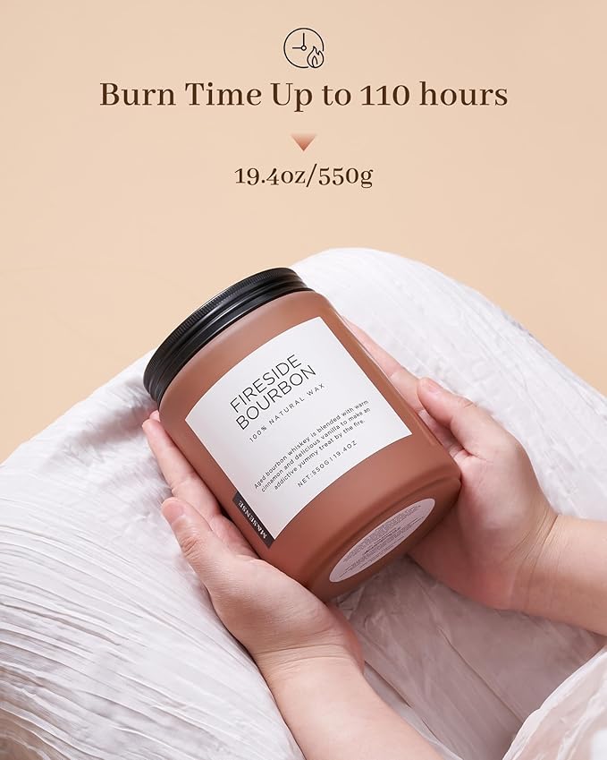 M&SENSE Fireside Bourbon Candles Strong Scented, 2 Wick Jar Candle 19.4oz 110 - Image 4