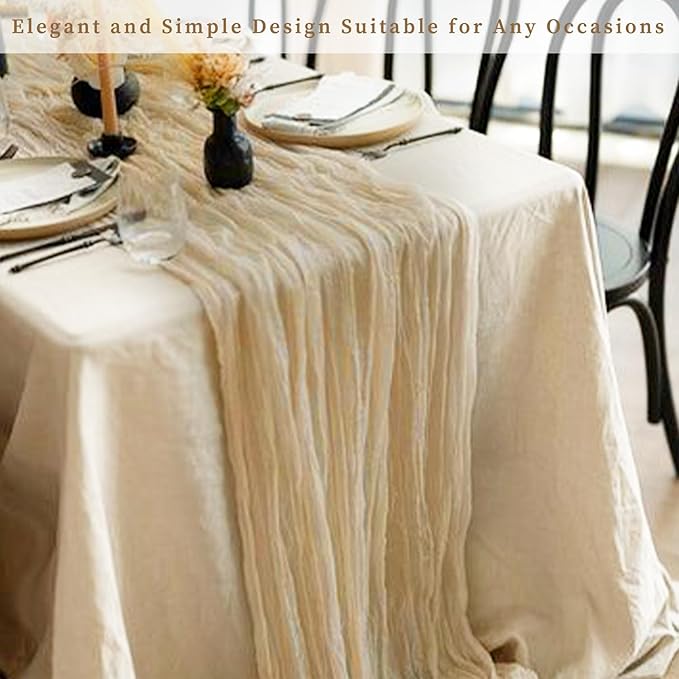 10FT 12 Pack Beige Cheesecloth Table Runner 20 x 120 Inch Long Rustic Gauze - Image 7