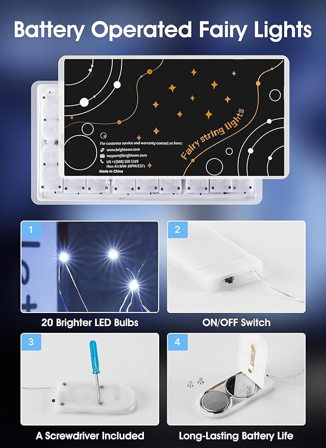 Minetom 6 Pack Fairy Lights Battery Operated String Lights - 7ft 20 LED - Image 2