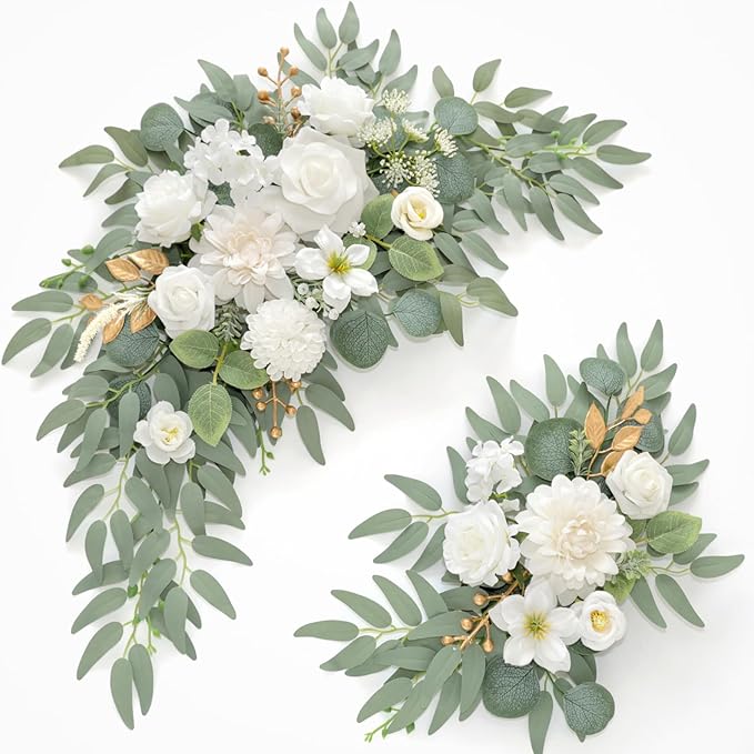 Faux Flower Swag Set of 2 for Wedding Welcome Signs Floral Swag Wedding by Piklado