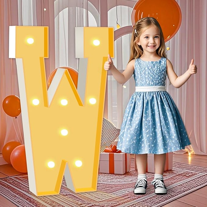 3FT Marquee Letters, Warm Light Marquee Light Up Letters W, Large Light Up by HITINO