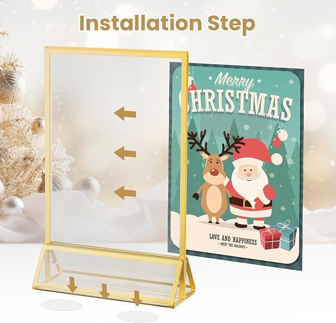 Acrylic Sign Holder 4X6 Gold Picture Frame Double-Sided Acrylic Frames - Image 6