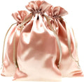 Rose Gold Satin Gift & Wedding Favor Drawstring Bags by Knitial